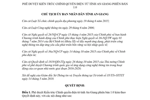 Quyết định 1169/QĐ-UBND 2018 phê duyệt Kiến trúc Chính quyền điện tử phiên bản 1.0 An Giang