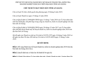 Quyết định 1146/QĐ-UBND 2018 bổ sung danh mục thanh tra kiểm tra doanh nghiệp An Giang