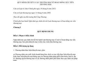 Decree 81/2018/ND-CP elaboration of regulations of Commercial Law on trade promotion