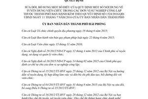 Quyết định 16/2018/QĐ-UBND sửa đổi Quy định tuyển dụng viên chức đơn vị sự nghiệp Hải Phòng