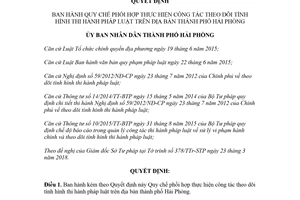 Quyết định 15/2018/QĐ-UBND thực hiện công tác theo dõi tình hình thi hành pháp luật Hải Phòng