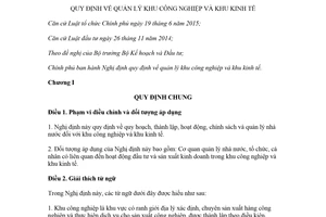 Decree 82/2018/ND-CP management of industrial parks and economic zones