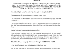 Circular 15/2018/TT-NHNN amendments 22/2016/TT-NHNN purchase of corporate bonds