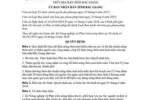 Quyết định 11/2018/QĐ-UBND quy định Bộ tiêu chí thôn nông thôn mới kiểu mẫu Bắc Giang