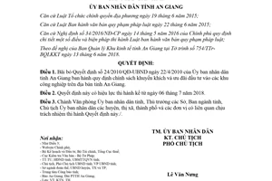 Quyết định 13/2018/QĐ-UBND bãi bỏ 24/2010/QĐ-UBND An Giang