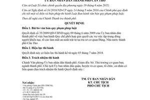 Quyết định 10/2018/QĐ-UBND bãi bỏ văn bản quy phạm pháp luật Cần Thơ