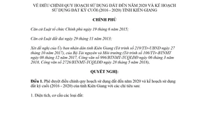 Nghị quyết 79/NQ-CP 2018 điều chỉnh quy hoạch sử dụng đất của tỉnh Kiên Giang