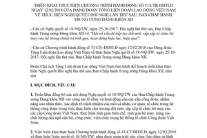 Kế hoạch 38/KH-TLĐ 2018 thực hiện đổi mới tổ chức bộ máy của hệ thống chính trị tinh gọn