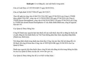 Công văn 11482/QLD-ĐK 2018 đính chính Danh mục nguyên liệu dược chất làm thuốc nhập khẩu