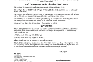 Quyết định 621/QĐ-UBND-HC 2018 công bố thủ tục hành chính An toàn vệ sinh lao động Đồng Tháp