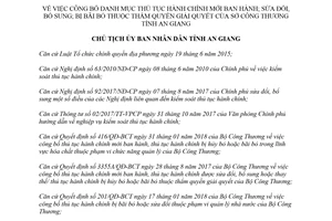 Quyết định 1425/QĐ-UBND 2018 công bố danh mục thủ tục hành chính Sở Công Thương An Giang