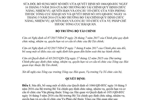 Quyết định 953/QĐ-BTC 2018 sửa đổi Quyết định 1066/QĐ-BTC và Quyết định 1051/QĐ-BTC