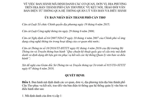 Quyết định 1560/QĐ-UBND 2018 mã định danh cơ quan đơn vị địa phương Cần Thơ