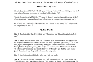 Quyết định 3755/QĐ-BYT 2018 danh mục thành phần Gói đỡ đẻ sạch