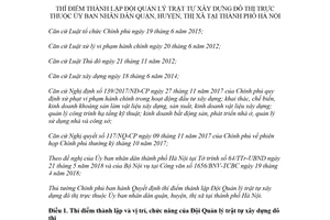 Quyết định 26/2018/QĐ-TTg thí điểm thành lập Đội Quản lý trật tự xây dựng đô thị tại Hà Nội