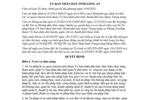 Quyết định 33/2018/QĐ-UBND nhiệm vụ quyền hạn cơ cấu tổ chức Sở Tư pháp Long An