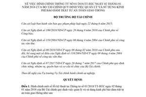 Quyết định 901/QĐ-BTC 2018 đính chính Thông tư 01/2018/TT-BTC bảo đảm an toàn giao thông