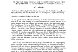 Công điện 614/CĐ-BYT 2018 công tác y tế ứng phó và khắc phục hậu quả mưa lũ tại tỉnh miền núi