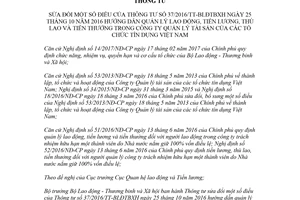 Circular 04/2018/TT-BLDTBXH amendments Circular 37/2016/TT-BLDTBXH management employees