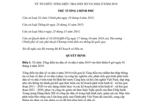 Quyết định 772/QĐ-TTg 2018 tổ chức Tổng điều tra dân số và nhà ở