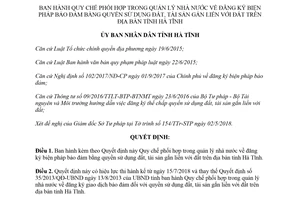 Quyết định 24/2018/QĐ-UBND Quy chế phối hợp quản lý đăng ký biện pháp bảo đảm Hà Tĩnh