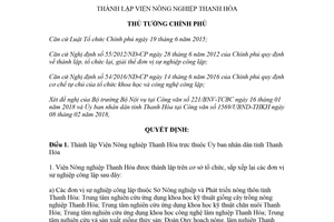 Quyết định 664/QĐ-TTg 2018 thành lập Viện Nông nghiệp Thanh Hóa