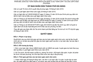 Quyết định 22/2018/QĐ-UBND thời gian gửi báo cáo dự toán ngân sách nhà nước Đà Nẵng