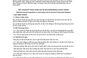 Quy chuẩn kỹ thuật quốc gia QCVN 14:2018/BKHCN về Dầu nhờn động cơ đốt trong