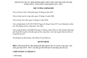 Quyết định 771/QĐ-TTg 2018 Bồi dưỡng kiến thức dân tộc cán bộ công viên chức giai đoạn 2018 2025