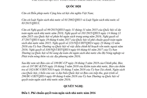 Nghị quyết 58/2018/QH14 phê chuẩn quyết toán ngân sách nhà nước 2016