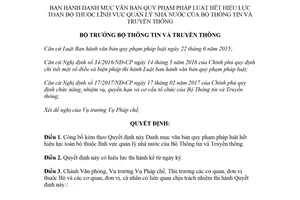 Decision 823/QD-BTTTT 2018 list of legislative documents which are entirely repealed in sectors