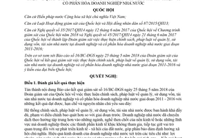 Quyết định 60/2018/QH14 thực hiện chính sách sử dụng vốn tài sản nhà nước tại doanh nghiệp