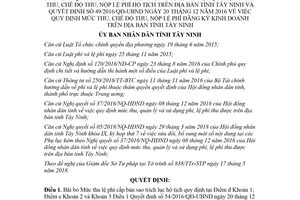 Quyết định 20/2018/QĐ-UBND bãi bỏ mức thu lệ phí 54/2016/QĐ-UBND 49/2016/QĐ-UBND Tây Ninh