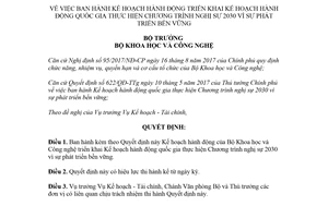 Quyết định 1695/QĐ-BKHCN 2018 Kế hoạch hành động thực hiện Chương trình nghị sự 2030