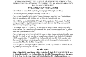 Quyết định 24/2018/QĐ-UBND sửa đổi 55/2016/QĐ-UBND phí sử dụng Mộc Bài Chàng Riệc Tây Ninh