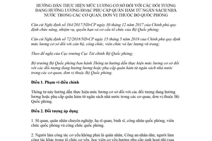 Thông tư 88/2018/TT-BQP hướng dẫn mức lương cơ sở đối tượng đang hưởng lương từ ngân sách