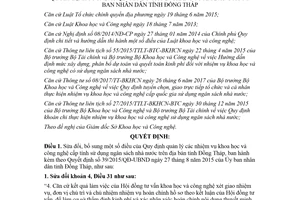 Quyết định 16/2018/QĐ-UBND sửa quy định khoa học công nghệ kèm 39/2015/QĐ-UBND Đồng Tháp