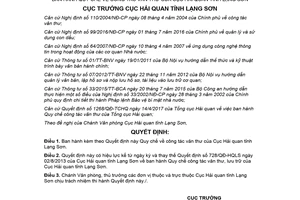 Quyết định 614/QĐ-HQLS 2018 Quy chế công tác văn thư Cục Hải quan Lạng Sơn