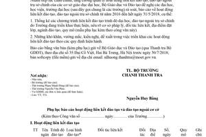 Công văn 2665/BGDĐT-TTr 2018 báo cáo hoạt động liên kết đào tạo ngoài trụ sở chính