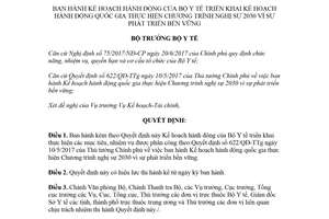 Quyết định 3929/QĐ-BYT 2018 thực hiện Chương trình nghị sự 2030 vì sự phát triển bền vững