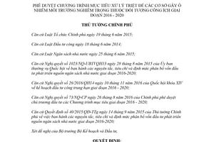 Quyết định 807/QĐ-TTg 2018 cơ sở gây ô nhiễm môi trường nghiêm trọng thuộc đối tượng công ích