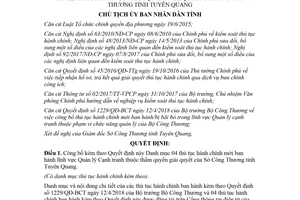 Quyết định 595/QĐ-UBND 2018 công bố thủ tục Quản lý Cạnh tranh Sở Công Thương Tuyên Quang