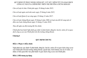 Nghị định 95/2018/NĐ-CP đăng ký giao dịch công cụ nợ của Chính phủ trên thị trường chứng khoán