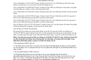 Thông tư 36/2018/TT-BGTVT sửa đổi Thông tư 50/2011/TT-BGTVT kiến nghị quy trình hành chính