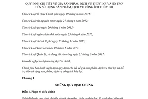 Nghị định 96/2018/NĐ-CP giá sản phẩm thủy lợi và hỗ trợ tiền sử dụng sản phẩm công ích thủy lợi