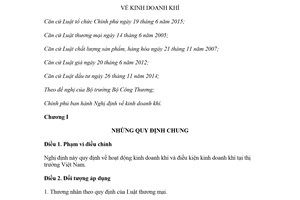 Decree 87/2018/ND-CP on gas business