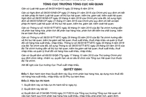 Quyết định 1921/QĐ-TCHQ 2018 quy trình phân loại áp dụng mức thuế hàng hóa xuất nhập khẩu