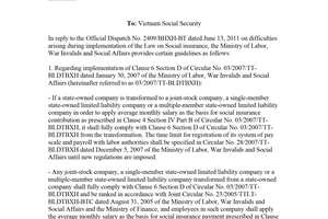 Official Dispatch 2447/LDTBXH-BHXH 2011 guidelines implementation of the Law on Social insurance