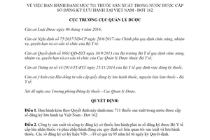 Quyết định 442/QĐ-QLD 2018 danh mục 711 thuốc sản xuất trong nước được cấp số đăng ký Đợt 162