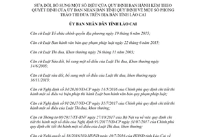 Quyết định 14/2018/QĐ-UBND sửa đổi Quy định phong trào thi đua Lào Cai